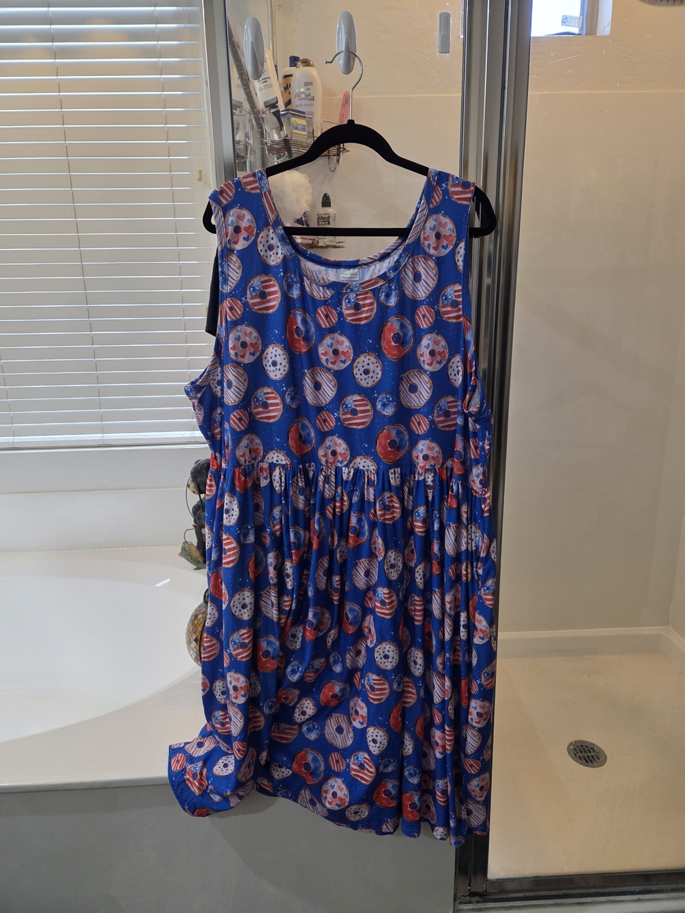 Donut Blue Patriotic Print Sleeveless Dress